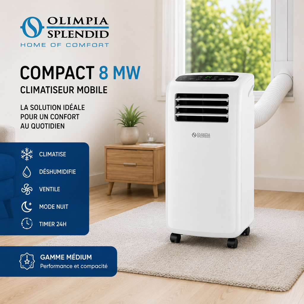 Climatiseur mobile - Olimpia Splendid Compact 8 MW - Gamme Médium