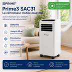 Climatiseur mobile - Prime3 SAC31 - Entrée de gamme