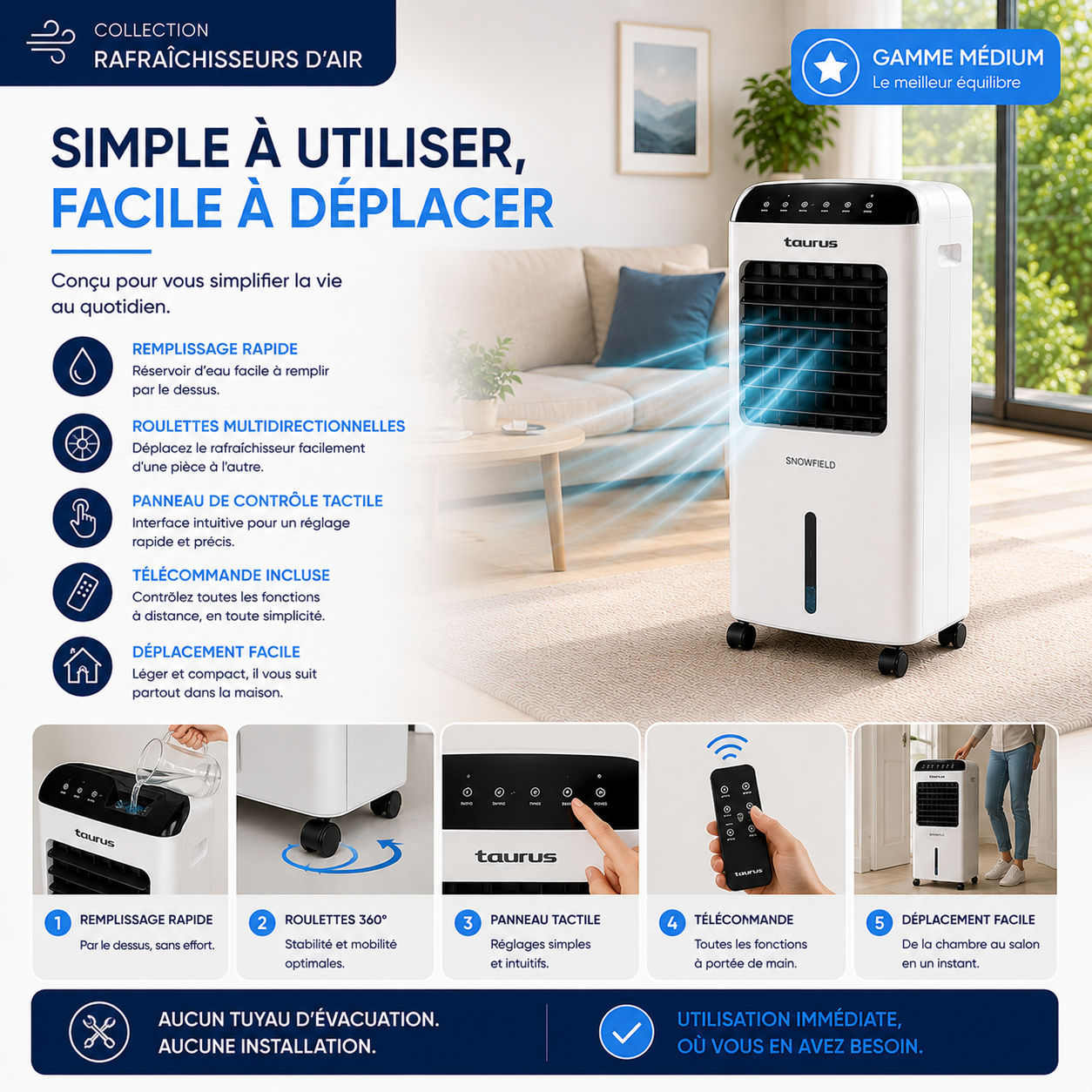 Rafraîchisseur d'air mobile - Taurus SNOWFIELD - Gamme Medium