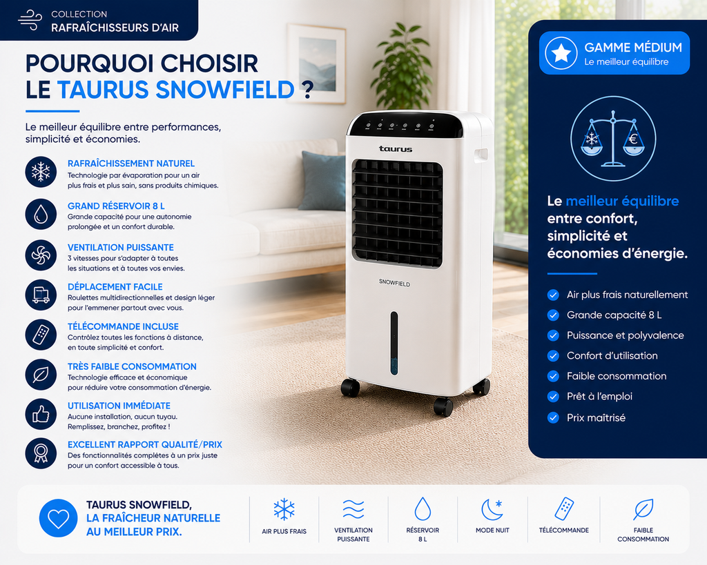 Rafraîchisseur d'air mobile - Taurus SNOWFIELD - Gamme Medium
